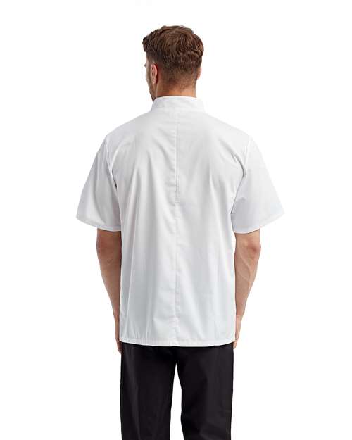 Unisex Short Sleeve Recycled Chef Coat – On Model – Back