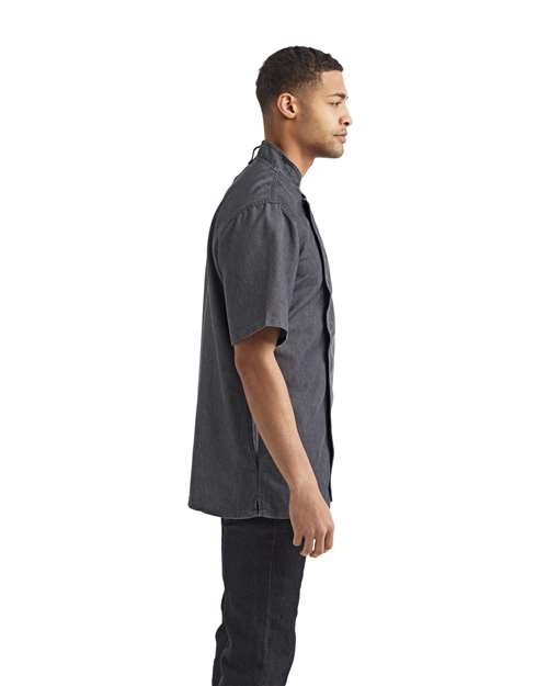 Unisex Zip-Close Short Sleeve Chef's Coat – On Model – Side