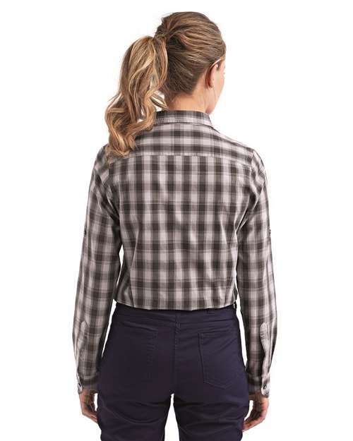 Women's Mulligan Check Cotton Dress Shirt – On Model – Back