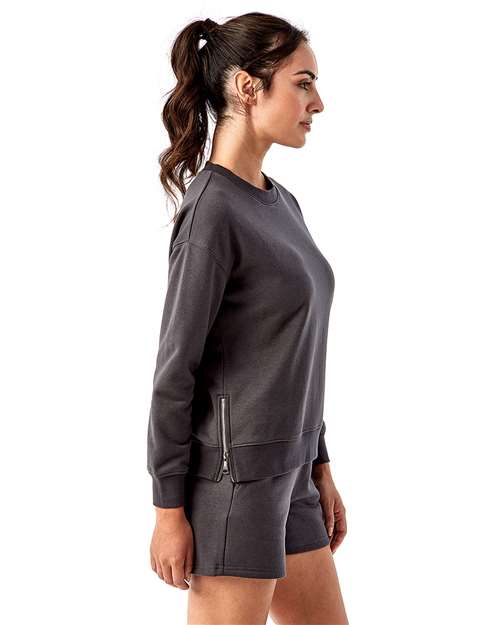 Women's Billie Side-Zip Crewneck Sweatshirt – On Model – Side