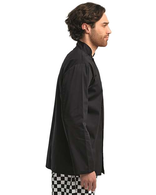Unisex Ten Studded Front Chef Coat – On Model – Side