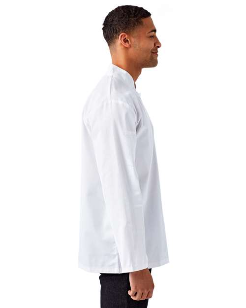 Unisex Ten Studded Front Chef Coat – On Model – Side