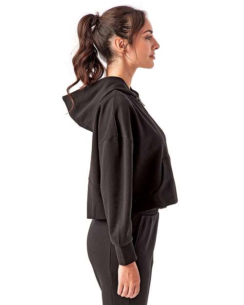 Women's Alice Half-Zip Hooded Sweatshirt – On Model – Side