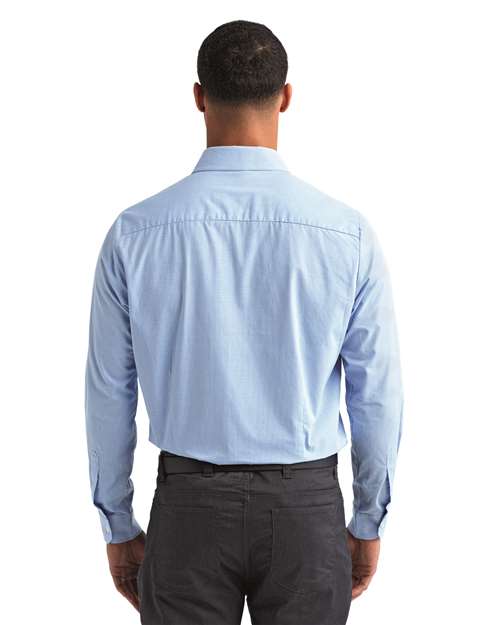 Men's Microcheck Gingham Cotton Shirt – On Model – Back