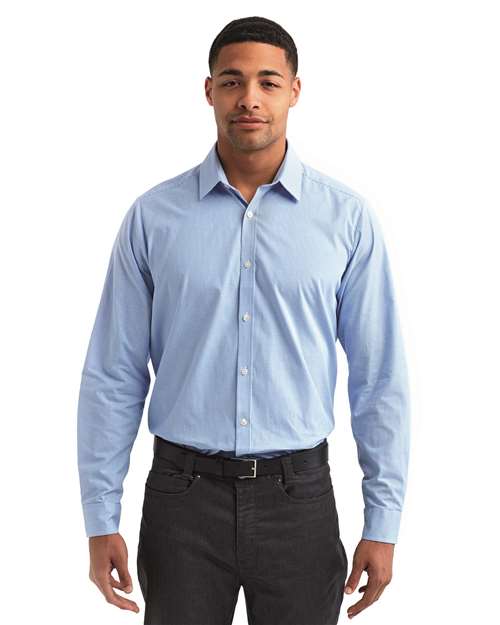 Men's Microcheck Gingham Cotton Shirt – On Model