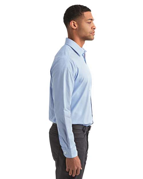 Men's Microcheck Gingham Cotton Shirt – On Model – Side