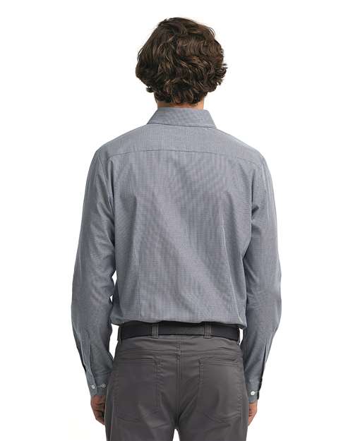 Men's Microcheck Gingham Cotton Shirt – On Model – Back