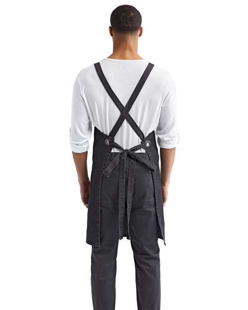 Cross Back Barista Bib Apron – On Model – Back