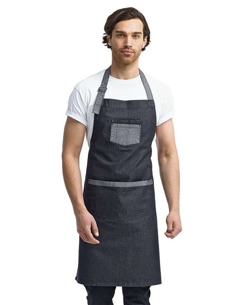 Domain Contrast Denim Bib Apron – On Model