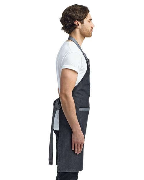 Domain Contrast Denim Bib Apron – On Model – Side