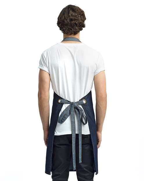 Domain Contrast Denim Bib Apron – On Model – Back