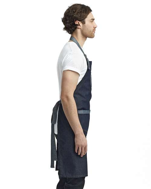 Domain Contrast Denim Bib Apron – On Model – Side