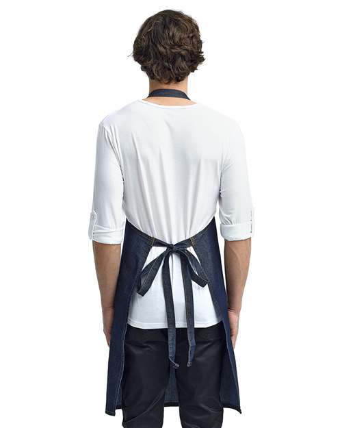Jeans Stitch Denim Bib Apron – On Model – Back