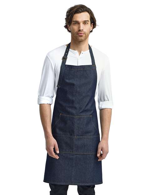 Jeans Stitch Denim Bib Apron – On Model