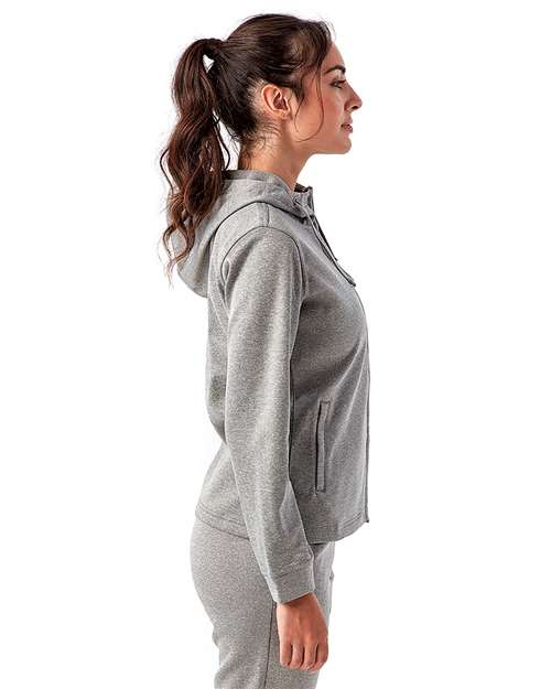 Women's Spun Dyed Full-Zip Hooded Sweatshirt – On Model – Side