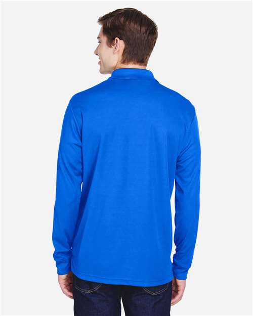 Men's Pinnacle Performance Long Sleeve Piqué Polo with Pocket – On Model – Back