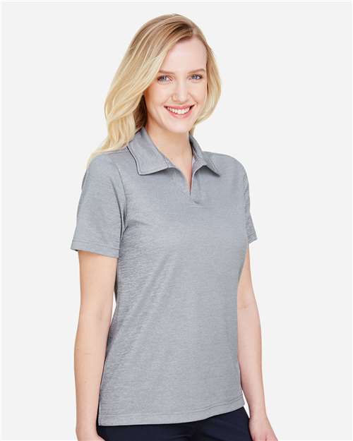 Women's CrownLux Performance® Address Melange Polo – On Model – Side