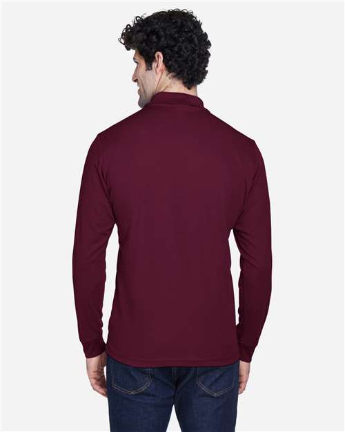 Men's Pinnacle Performance Long Sleeve Piqué Polo – On Model – Back