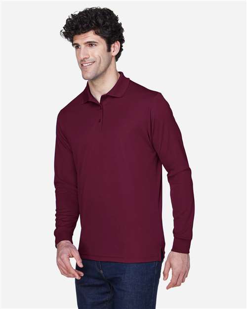 Men's Pinnacle Performance Long Sleeve Piqué Polo – On Model – Side