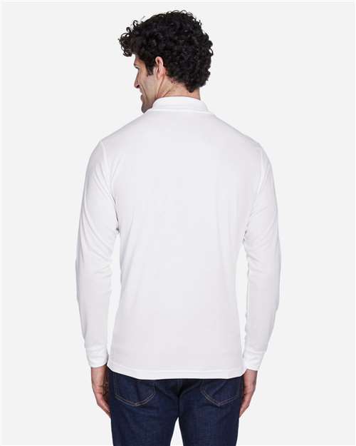 Men's Pinnacle Performance Long Sleeve Piqué Polo – On Model – Back