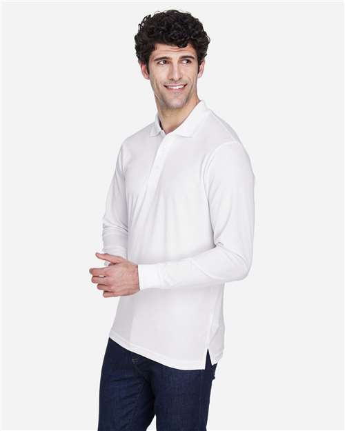 Men's Pinnacle Performance Long Sleeve Piqué Polo – On Model – Side