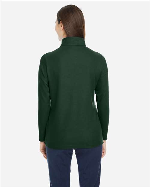 Women's Fusion ChromaSoft™ Pique Quarter-Zip Pullover – On Model – Back