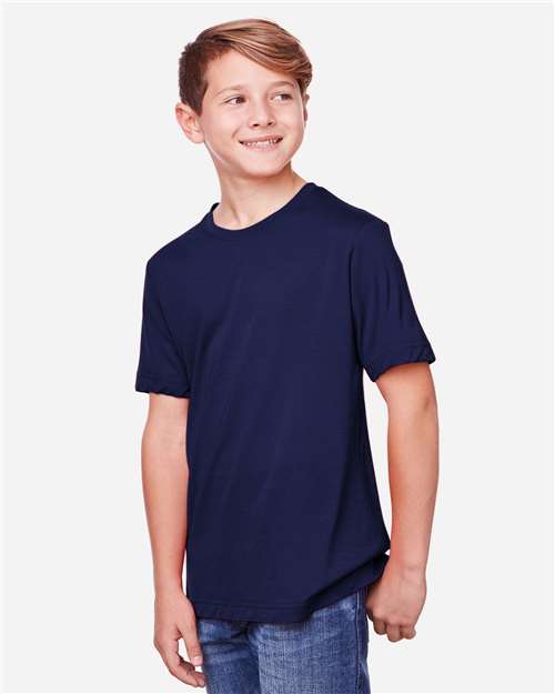 Youth Fusion ChromaSoft™ Performance T-Shirt – On Model – Side