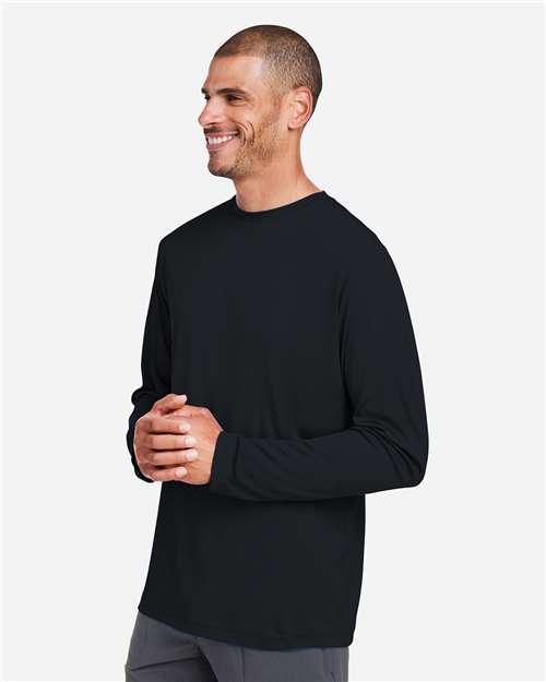 Unisex Capital Long Sleeve Performance T-Shirt – On Model – Side