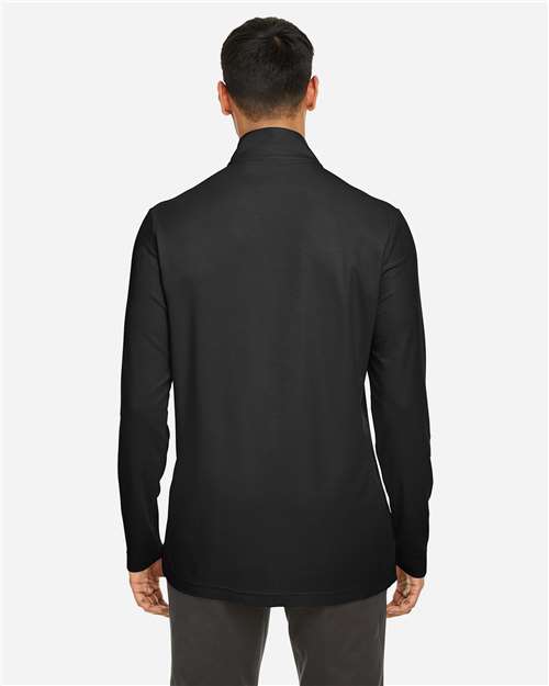 Men's Fusion ChromaSoft™ Pique Quarter-Zip Pullover – On Model – Back