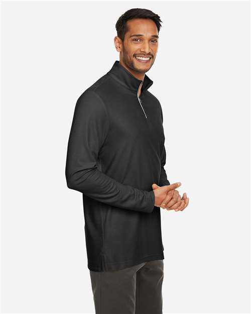 Men's Fusion ChromaSoft™ Pique Quarter-Zip Pullover – On Model – Side