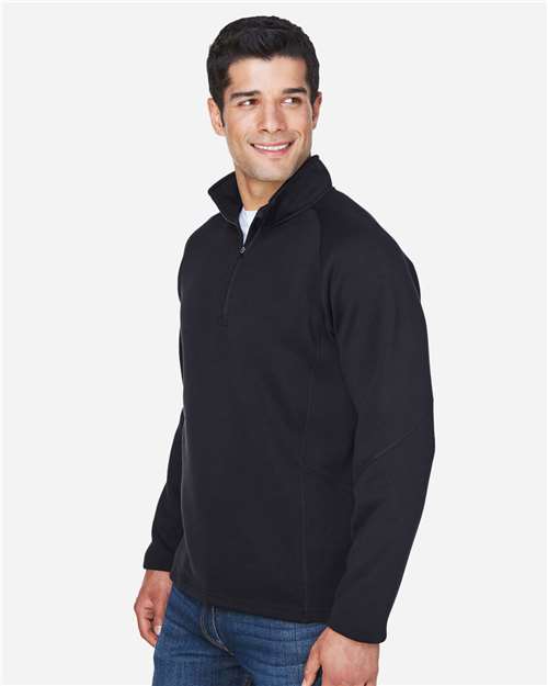 Unisex Bristol Sweater Fleece Quarter-Zip Pullover – On Model – Side