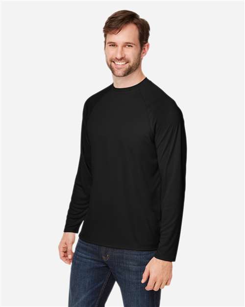 Unisex Ultra UVP™ Marina Raglan Long Sleeve T-Shirt – On Model – Side