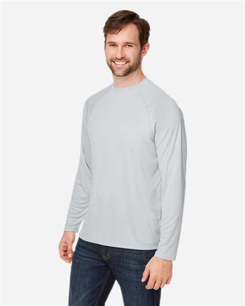 Unisex Ultra UVP™ Marina Raglan Long Sleeve T-Shirt – On Model – Side