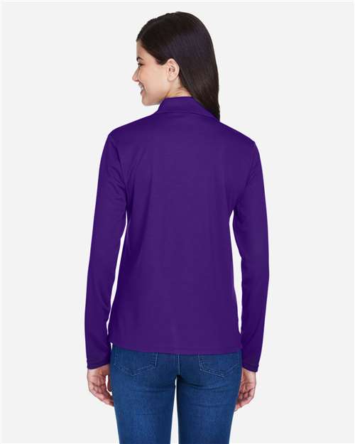 Women's Pinnacle Performance Long Sleeve Piqué Polo – On Model – Back