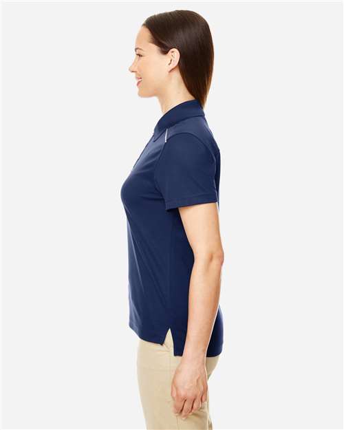 Women's Radiant Performance Piqué Polo with Reflective Piping – On Model – Side