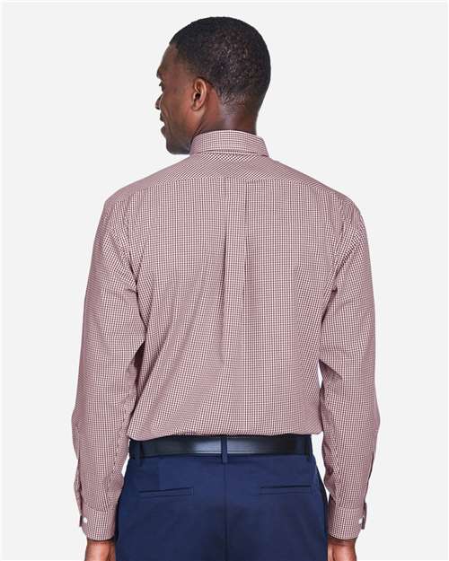 Men's Crown Collection® Gingham Check Woven Dress Shirt – On Model – Back