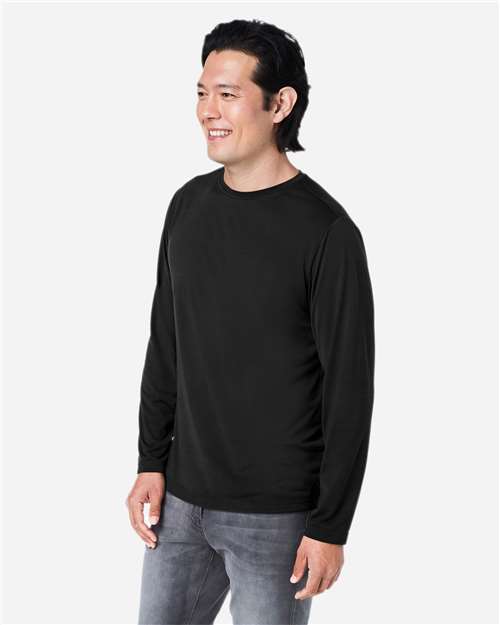 Unisex Fusion ChromaSoft™ Performance Long Sleeve T-Shirt – On Model – Side