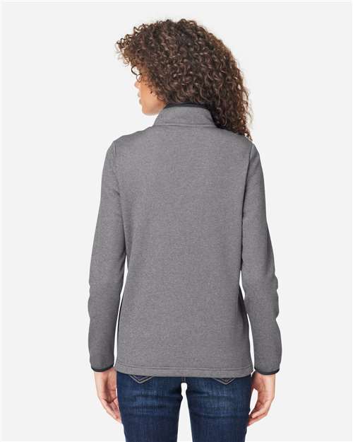 Women's Venture Heathered Stripe Quarter-Zip Pullover – On Model – Back
