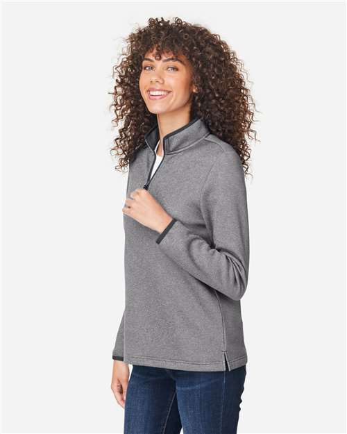 Women's Venture Heathered Stripe Quarter-Zip Pullover – On Model – Side