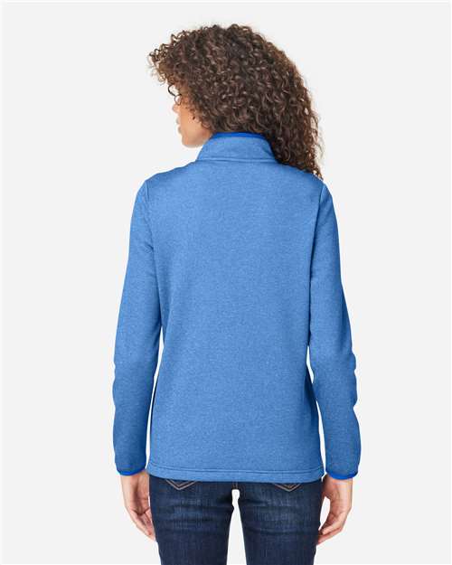 Women's Venture Heathered Stripe Quarter-Zip Pullover – On Model – Back