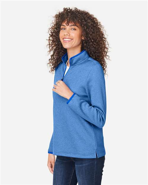 Women's Venture Heathered Stripe Quarter-Zip Pullover – On Model – Side