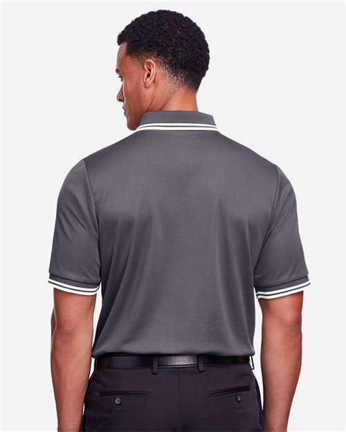 Men's CrownLux Performance® Plaited Tipped Polo – On Model – Back