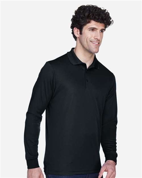 Men's Tall Pinnacle Performance Long Sleeve Piqué Polo – On Model – Side