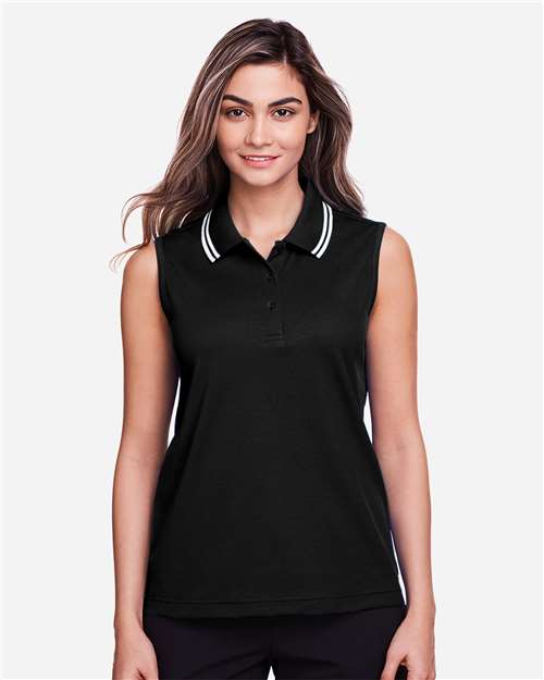 Women's CrownLux Performance® Plaited Tipped Sleeveless Polo