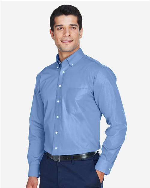 Men's Crown Collection® Oxford Woven Dress Shirt – On Model – Side