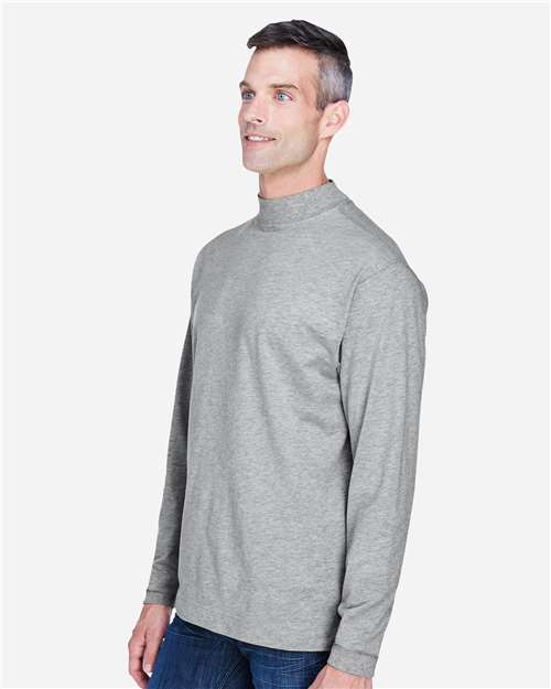 Unisex Sueded Jersey Mock Neck T-Shirt – On Model – Side