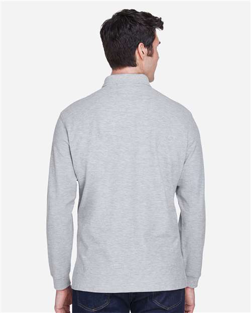Men's Pima Piqué Long Sleeve Polo – On Model – Back