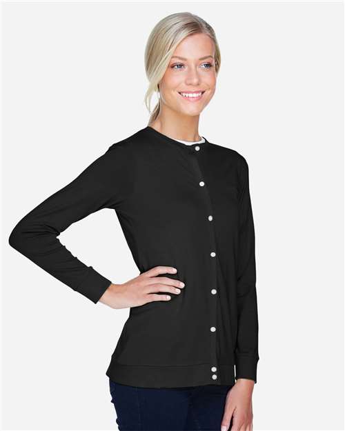 Women's Perfect Fit™ Ribbon Cardigan – On Model – Side