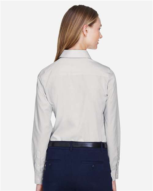 Women's Crown Collection® Broadcloth Woven Dress Shirt – On Model – Back