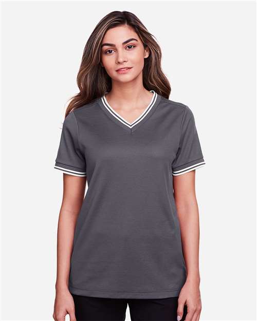 Women's CrownLux Performance® Plaited Tipped V-Neck Shirt
